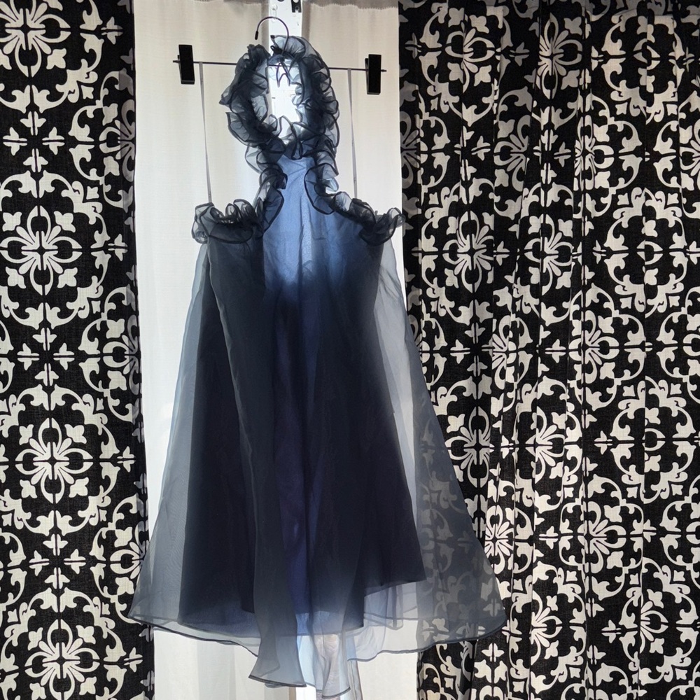 Lulu's Ice Blue Sheer Ruffle Dress